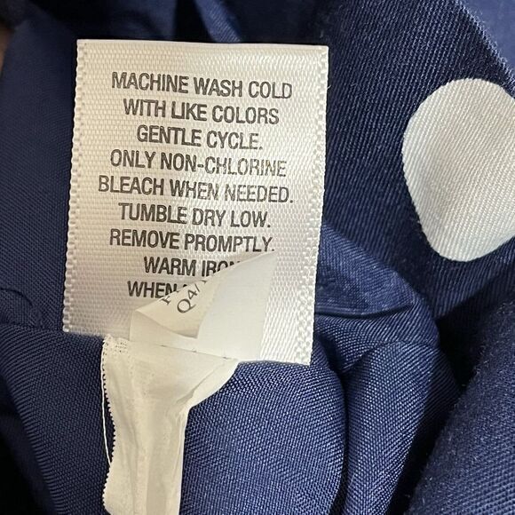 Merona Womens Size S Blue White Polka Dot Trench Pea Coat Double Breasted Jacket - Picture 7 of 8